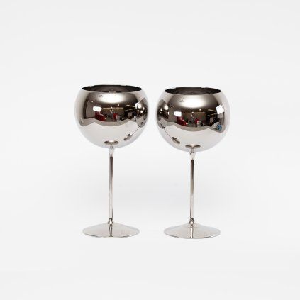 Bubble Glass Wine Set of 2 pcs silver