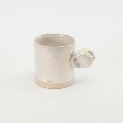 White pearl cappuccino cup with handle