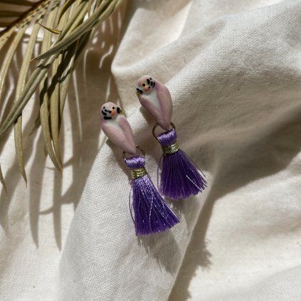 Earrings Violet parrots