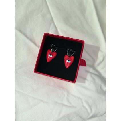 Earrings Medieval Eye red+black