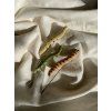 Brooch Caterpillar green brindle